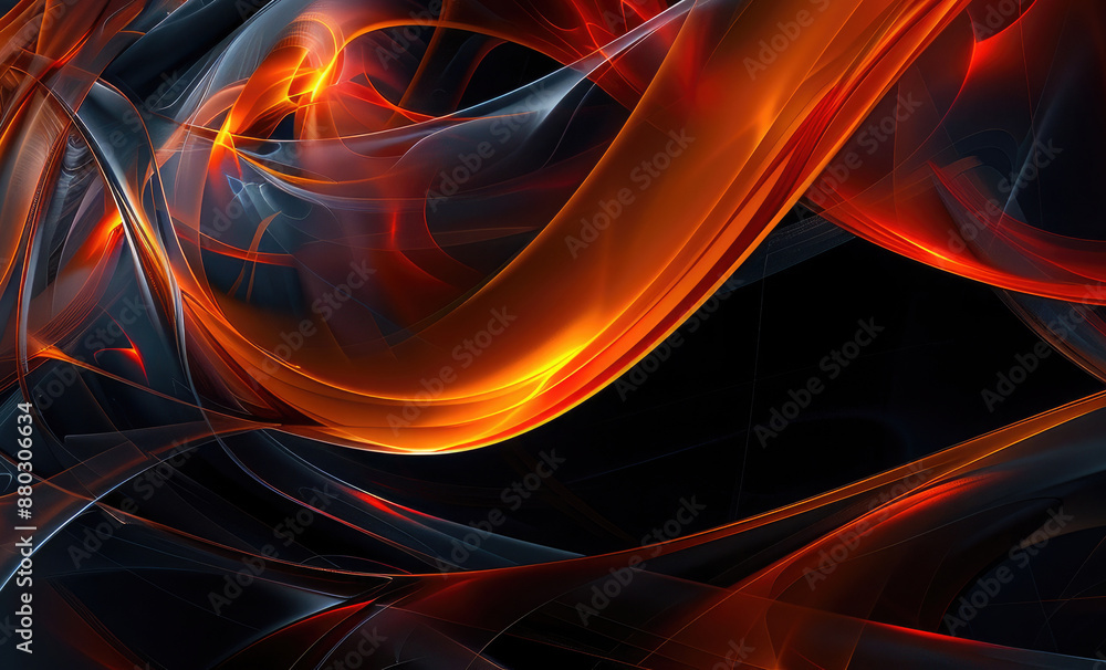 Poster abstract background of moving black and orange lines in the form of waves. energetic and intense vis