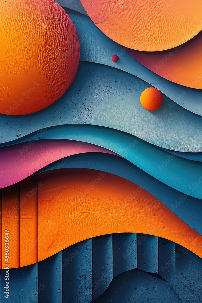 Poster modern papercut abstract colorful background made of paper waves. dynamic lines. overlapping shapes.