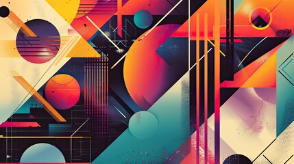 Modern geometric design with bold shapes and vibrant colors