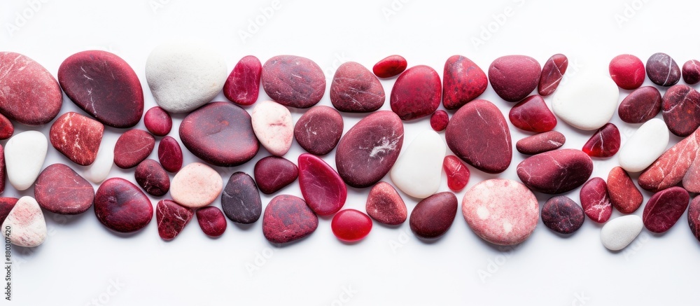 Aufkleber white surface with scattered beautiful natural red stones, providing a visually appealing look with 