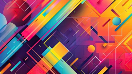 Modern geometric design with bold shapes and vibrant colors