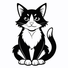 Black and White Cartoon Cat Illustration