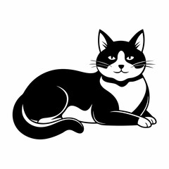 Black and White Cartoon Cat Illustration