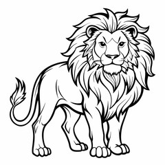 Stylized line art of a Black and White Lion Artwork - Bold Graphic Design