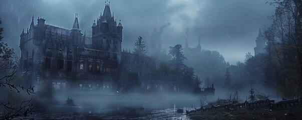 Vampire's Castle: Gothic Haunted Manor, 4K hyperrealistic photo