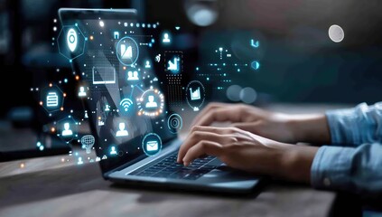 Digital Network Connectivity On Laptop