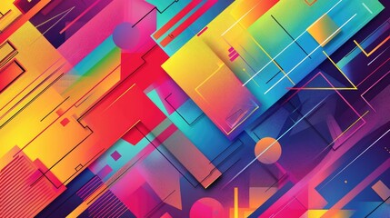 Modern geometric design with bold shapes and vibrant colors