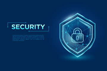 Cyber Security Concept. Shield with Lock inside. Digital Security, vector design.