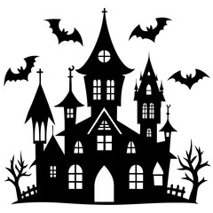 Halloween house silhouette Set Vector illustration