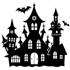 Halloween house silhouette Set Vector illustration