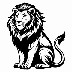 Black and White Lion Illustration