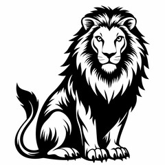 Black and White Lion Illustration