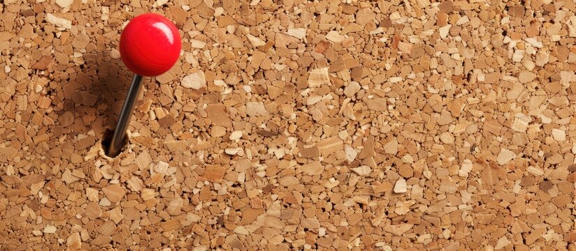 Cork board with a pin and copy space image.