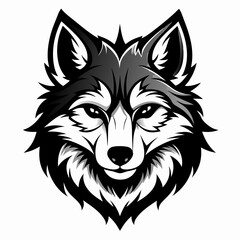 Wolf head Black and White Vector illustration
