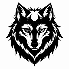 Wolf head Black and White Vector illustration