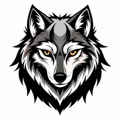 Wolf head Black and White Vector illustration