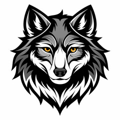 Wolf head Black and White Vector illustration