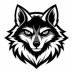 Wolf head Black and White Vector illustration