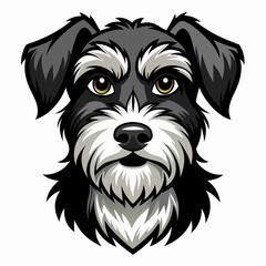 angry dog face black and white vactor illustration 