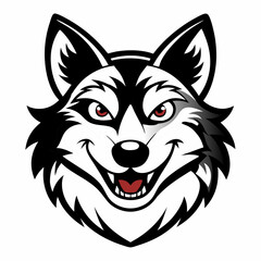 Wolf head Black and White Vector illustration