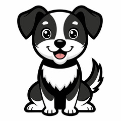 Playful Cartoon Puppy Design - Cute Black and White Outline