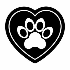 black and white heart paw