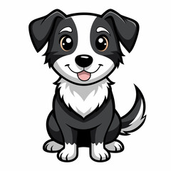 Playful Cartoon Puppy Design - Cute Black and White Outline