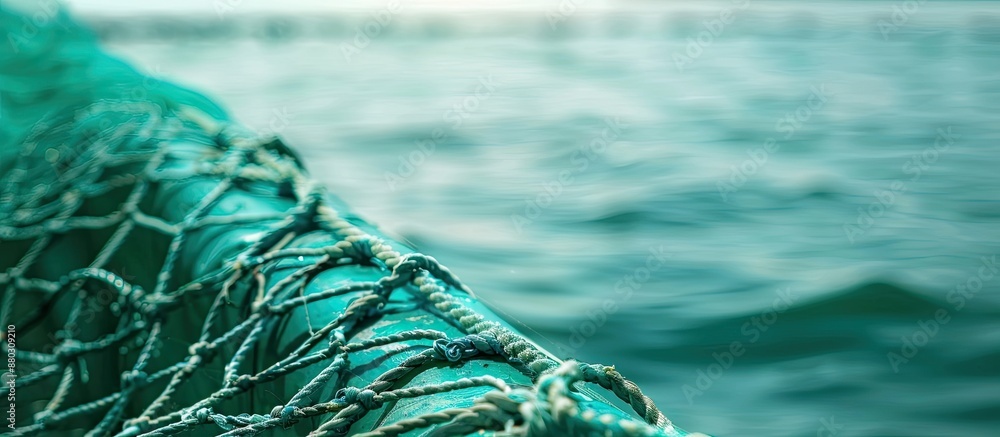 Aufkleber green water background with a fishing-net providing copy space image.
