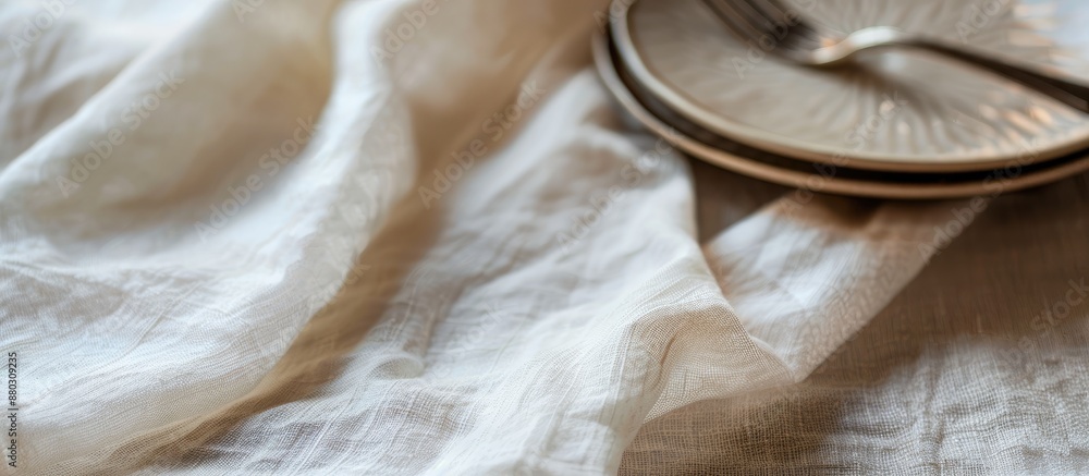 Aufkleber close up of a square napkin with copy space image.