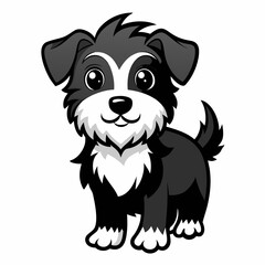 Playful Cartoon Puppy Design - Cute Black and White Outline
