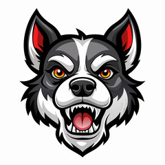 angry dog face black and white vactor illustration 