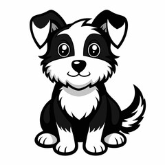 Playful Cartoon Puppy Design - Cute Black and White Outline