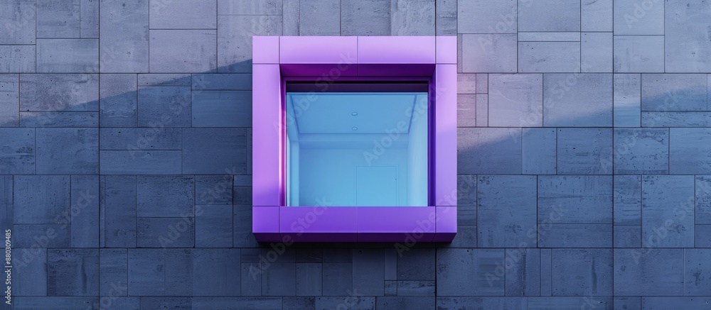 Poster modern style building facade featuring a purple window, providing ample copy space image.