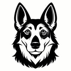 Black and White German Shepherd Dog face icon Vector Illustration