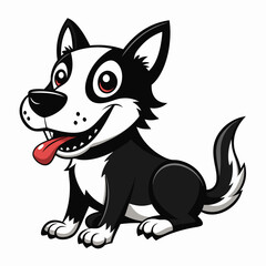 Cute Border Collie Standing Cartoon