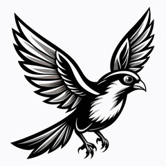 Obraz premium Elegant Flying Dove Illustration – Black and White Vector Art