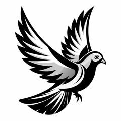 Obraz premium Elegant Flying Dove Illustration – Black and White Vector Art