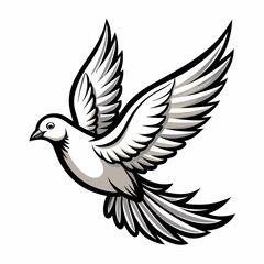 Elegant White Dove Illustration in Flight. dove of peace illustration