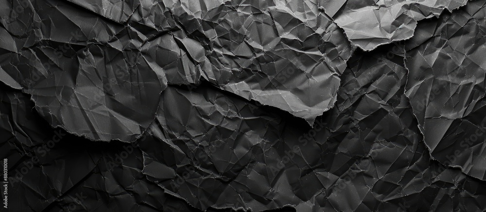 Poster crumpled paper with a dark texture placed on a black background creates an eye-catching copy space i