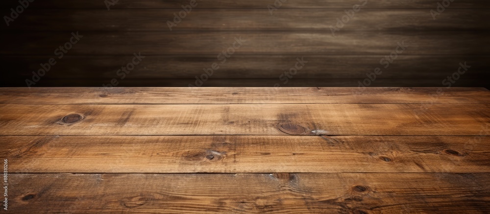 Poster Wooden table or laminate floor providing a background texture, featuring a spacious area for adding content or designs, commonly known as copy space image.