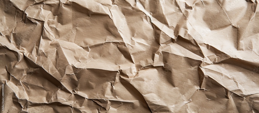 Aufkleber crumpled craft paper with a beige tone creating a textured and recycled look against a brown backgro