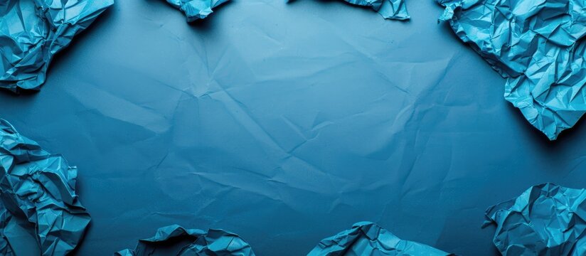 Background featuring crumpled blue paper with copy space image.