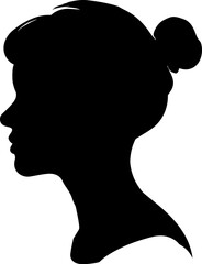 Woman profile head silhouette in black color. Vector template illustration art.