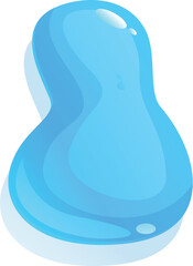Illustration of a blue liquid blob, splashing and forming an abstract shape