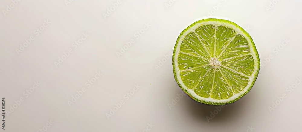 Poster A close-up selective shot of half a green lime on a light background with copy space image.