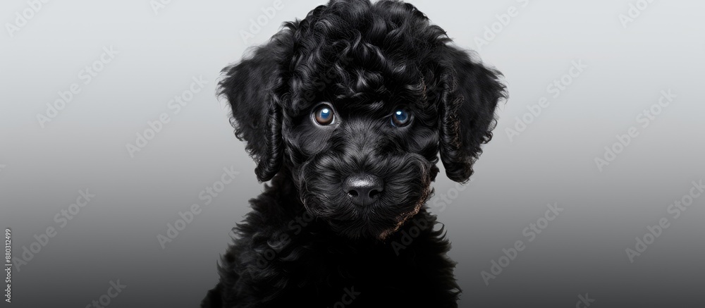Poster majestic black poodle puppy posing gracefully in a portrait with a striking appearance set against a