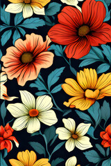 seamless floral pattern colorful background with flowers