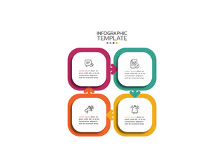 Business infographic template or element as a vector on white background with colorful label and icons, for slide and presentation, minimal, simple or modern style, timeline, layer, pie.