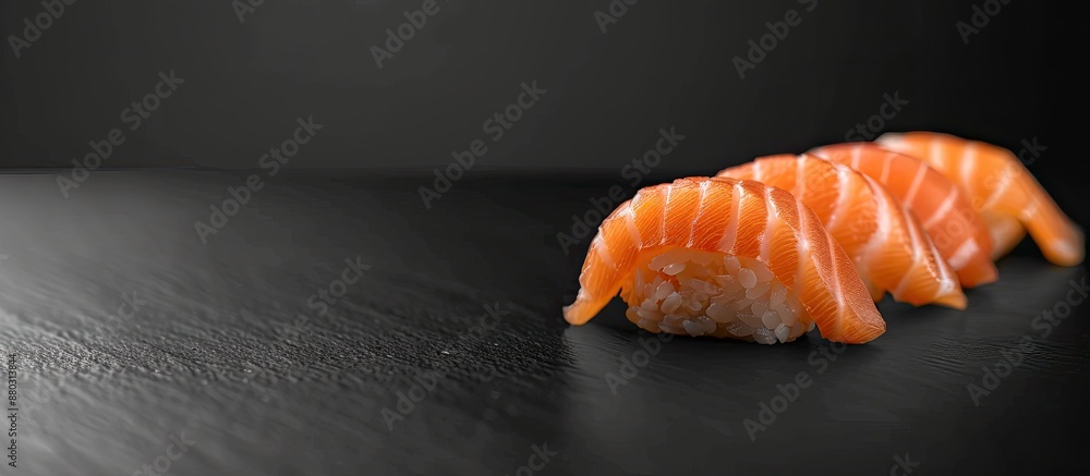 Leinwandbilder tasty and nutritious salmon sushi with appealing presentation and copy space image.