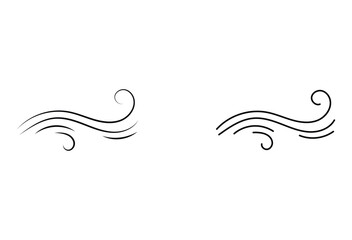 Wind icon. Simple illustration of wind vector icon for web. Wind icon in flat style. Blowing wind outline vector icon. Windy weather symbol, logo illustration. Vector illustration. Eps file 109.